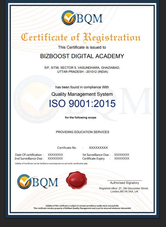 BizBoost ISO Certification